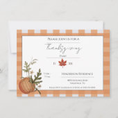 Invitation Orange Buffalo Plaid Dîner Citrouille Thanksgiving (Devant)