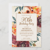 Invitation Orange Burgundy Fall Floral Gold Parties scintilla (Devant)