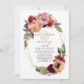 Invitation Orange Burgundy Red Fall Engagement Party (Devant)