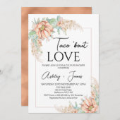 Invitation Orange Cactus Boho Floral Couples Douche (Devant / Derrière)