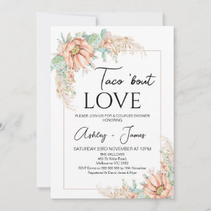 Invitation Orange Cactus Boho Floral Couples Douche