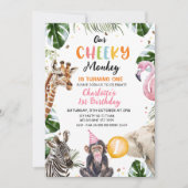 Invitation Orange Casquette rose Notre Singe Cheveux Annivers (Devant)