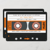 Invitation Orange Cassette Retro 80s Anniversaire (Devant / Derrière)