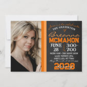Invitation Orange Chalkboard Graduation Photo (Devant)