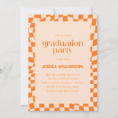 Invitation Orange Checker Modern Graduation Party 2026 (Devant)