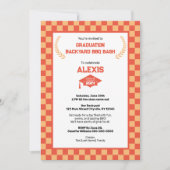 Invitation Orange Checkerboard Jardin Graduation Party (Devant)
