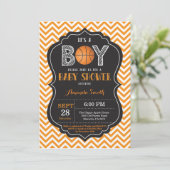 Invitation Orange Chevron d'invitation de baby shower de (Debout devant)
