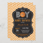 Invitation Orange Chevron d'invitation de baby shower de (Devant / Derrière)