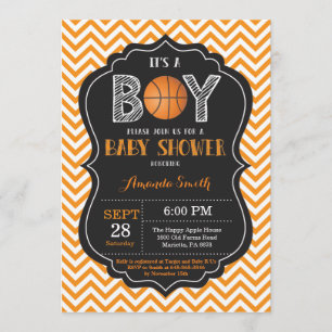 Invitation Orange Chevron d'invitation de baby shower de