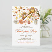 Invitation Orange Chouettes Festives Thanksgiving Party (Debout devant)