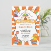 Invitation Orange Circus Carnival Birthday (Debout devant)