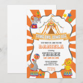 Invitation Orange Circus Carnival Birthday (Devant / Derrière)