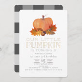 Invitation Orange Citrouille Automne Feuilles Anniversaire (Devant / Derrière)
