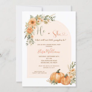 Invitation Orange Citrouille Lui ou Elle Tombe Floral Genre R