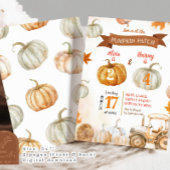 Invitation Orange Citrouille Patter Tractor Jour d'anniversai