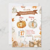 Invitation Orange Citrouille Patter Tractor Jour d'anniversai (Devant)