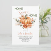 Invitation Orange Citrouille Sweet Home Boho Houseécher Party (Debout devant)