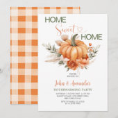 Invitation Orange Citrouille Sweet Home Boho Houseécher Party (Devant / Derrière)