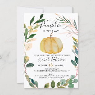 Invitation Orange Citrouille Wreath Genre Baby shower neurona