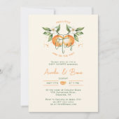 Invitation Orange Citrus Deux Petits Cuties Twin Baby shower (Devant)