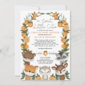 Invitation Orange Citrus Forest Animaux Baby shower virtuel (Devant)