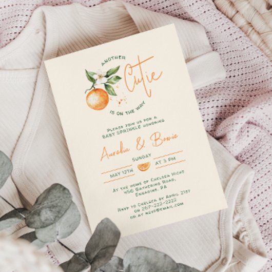 Invitation Orange Citrus Little Cutie Couples Baby Sprinkle