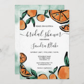 Invitation Orange Citrus Moderne Aquarelle Botanique Invitati (Devant / Derrière)