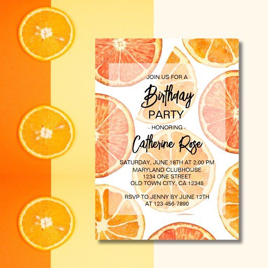 Invitation Orange Citrus Slice été fête d'anniversaire