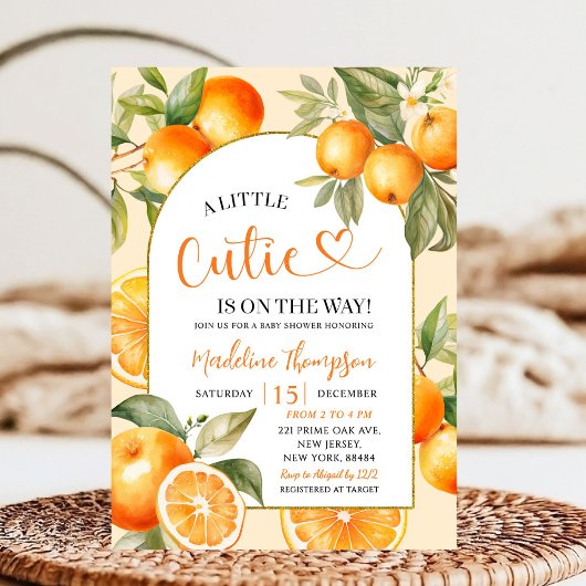 Invitation Orange Citrus Thème Baby shower Fruit été