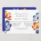 Invitation Orange & Cobalt Blue Floral Rehearsal Dinner (Devant / Derrière)