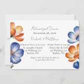 Invitation Orange & Cobalt Blue Floral Rehearsal Dinner (Devant)