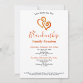 Invitation Orange Coeurs liés Famille Modèle de réunion (Devant)