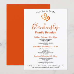 Invitation Orange Coeurs liés Famille Modèle de réunion