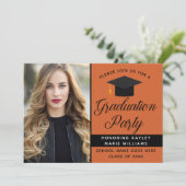 Invitation Orange College Graduate Photo Party (Debout devant)