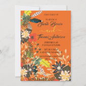 INVITATION ORANGE COLORÉ BOHO FLORAL (Devant)