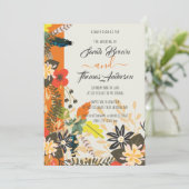 INVITATION ORANGE COLORÉ BOHO FLORAL (Debout devant)