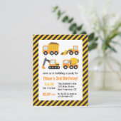 Invitation Orange Construction Véhicules Anniversaire de enfa (Debout devant)