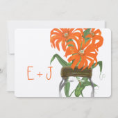 Invitation Orange Coral Mason Jar Rustic Barne Mariage (Dos)