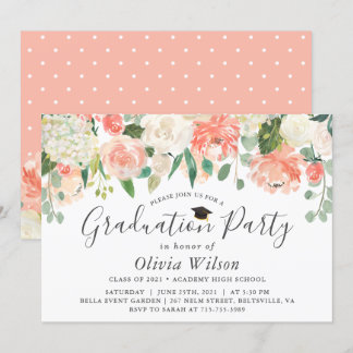 Invitation Orange Coral Peach Flowers