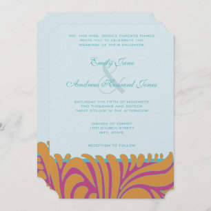 Invitation Orange Crush Aqua Fuchsia tourbillonne sur l'argen