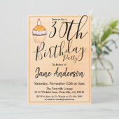 Invitation Orange Cupcake 30e fête d'anniversaire (Debout devant)