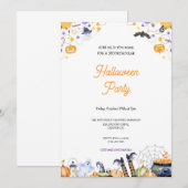 INVITATION ORANGE CUT ET CRAINTE ET PARTI PURPLE HALLOWEEN (Devant / Derrière)
