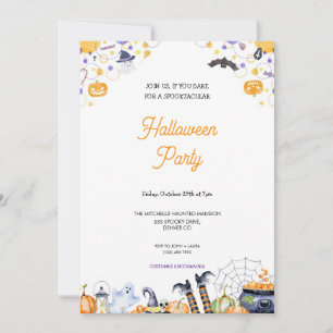 INVITATION ORANGE CUT ET CRAINTE ET PARTI PURPLE HALLOWEEN
