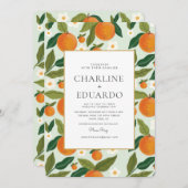 Invitation Orange Cute Green Summer Mariage QR Code (Devant / Derrière)