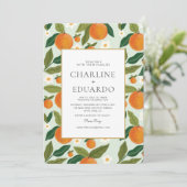 Invitation Orange Cute Green Summer Mariage QR Code (Debout devant)