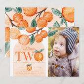 Invitation Orange Cutie deux ans de fête Photo (Devant / Derrière)