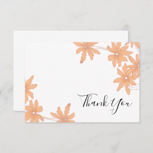 Invitation Orange Daisers on White Flat Merci Notes (Devant / Derrière)