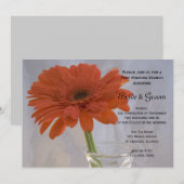 Invitation Orange Daisy dans un vase Après-Mariage Petit Déje (Devant / Derrière)