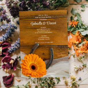 Invitation Orange Daisy Horseshoe Western Post Wedding Brunch