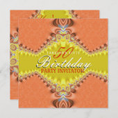 Invitation Orange Damask Fab 50e anniversaire fêtes Invitatio (Devant / Derrière)